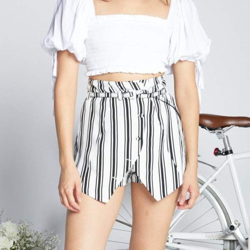 White Striped Shorts